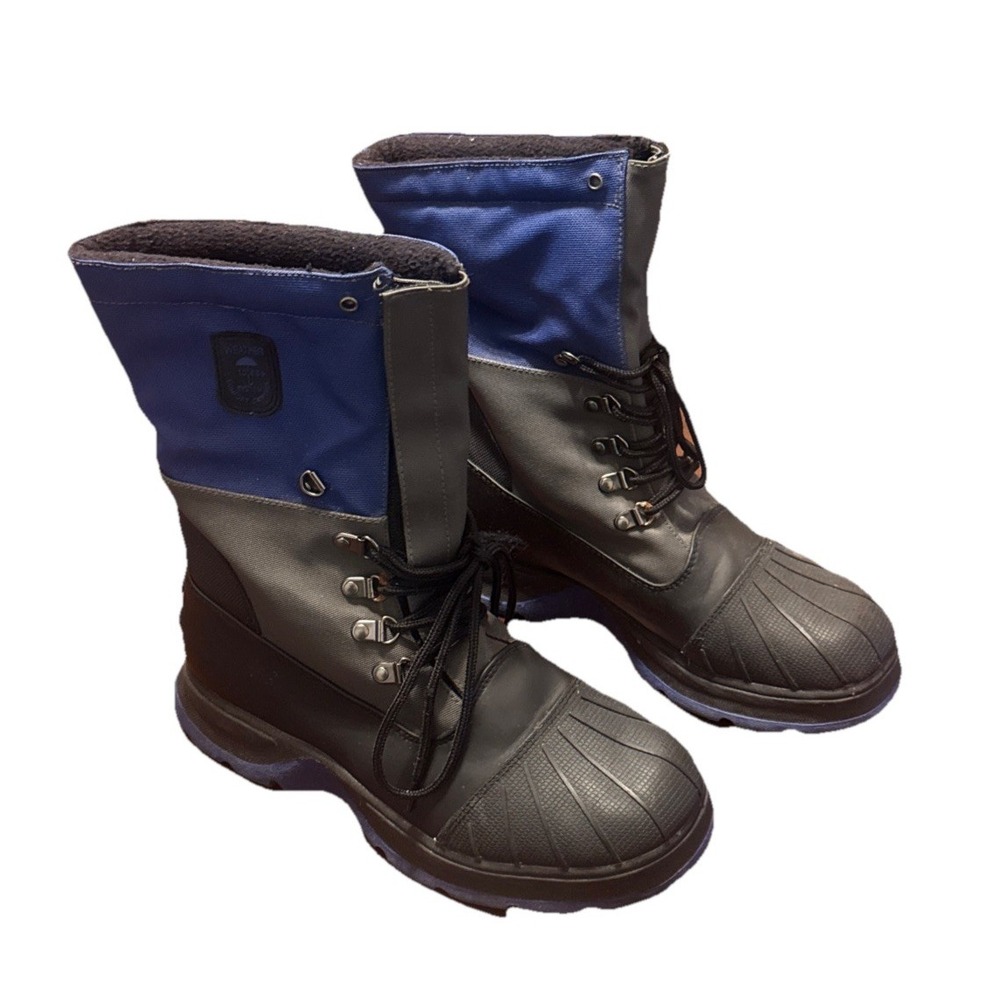Totes Weather System Men's 8 Winter Snow Boots Black Blue Insulated Waterproof